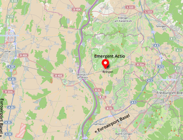 Übersichtskarte: Anfahrt nach Ihringen am Kaiserstuhl